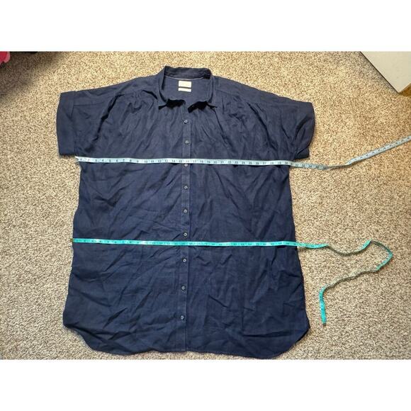 J. CREW Short sleeve Tunic Dress; Navy Blue 100% Linen Women's Dress, 3X; NWOT - Picture 3 of 13